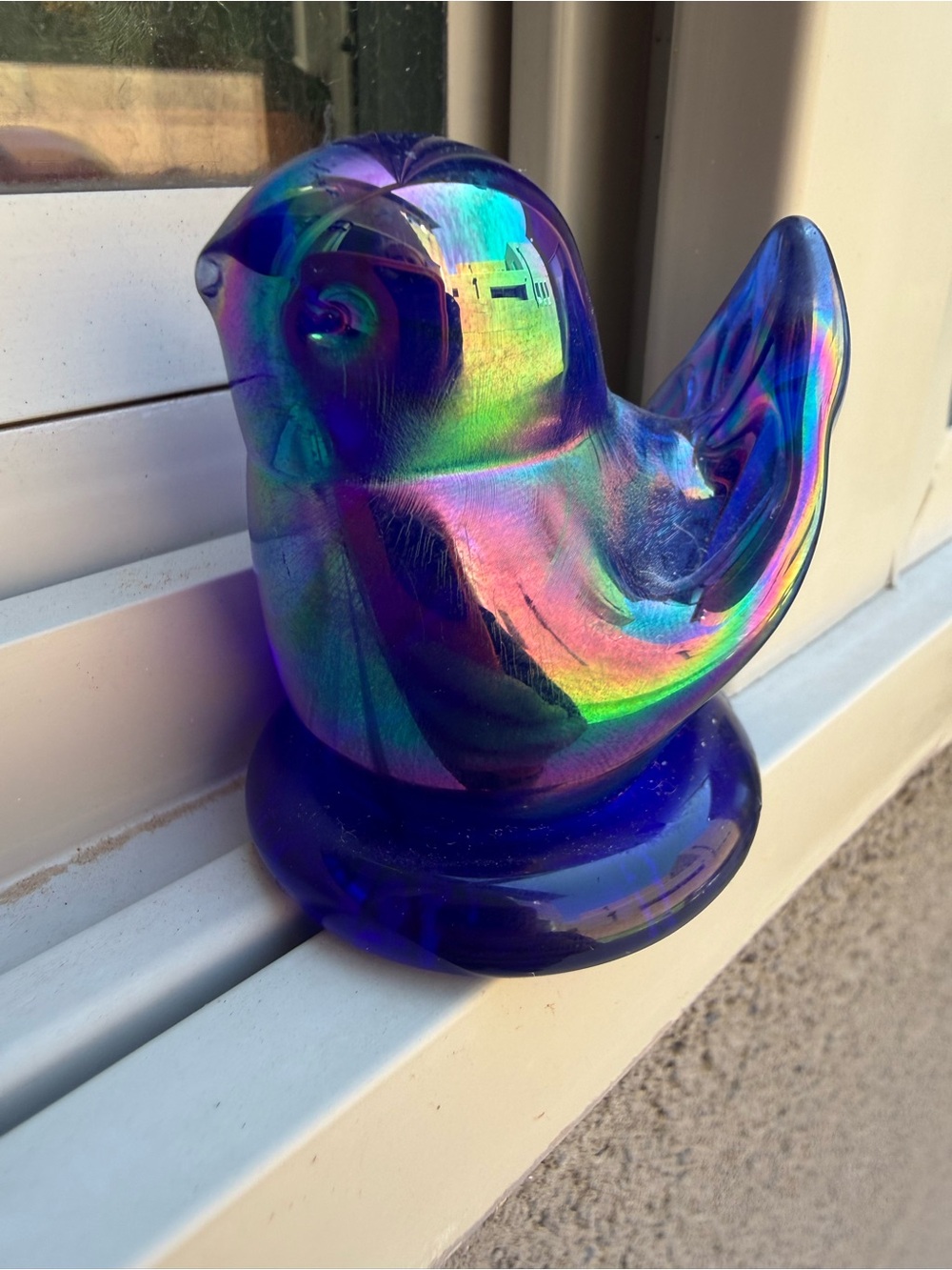 Vintage Glass Leo Ward 1990, Carnival Glass Bird